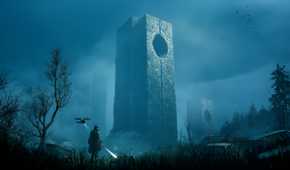 Remi approaching a tower in a screenshot from Hell Is Us.