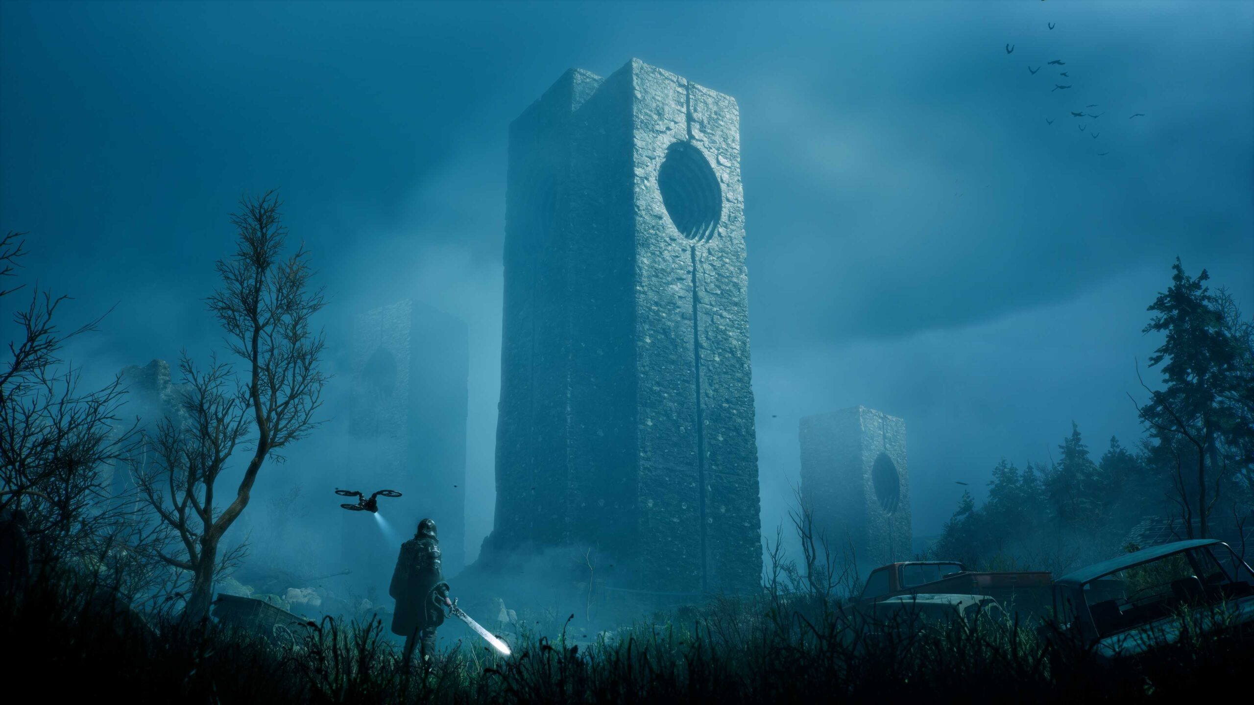 Remi approaching a tower in a screenshot from Hell Is Us.