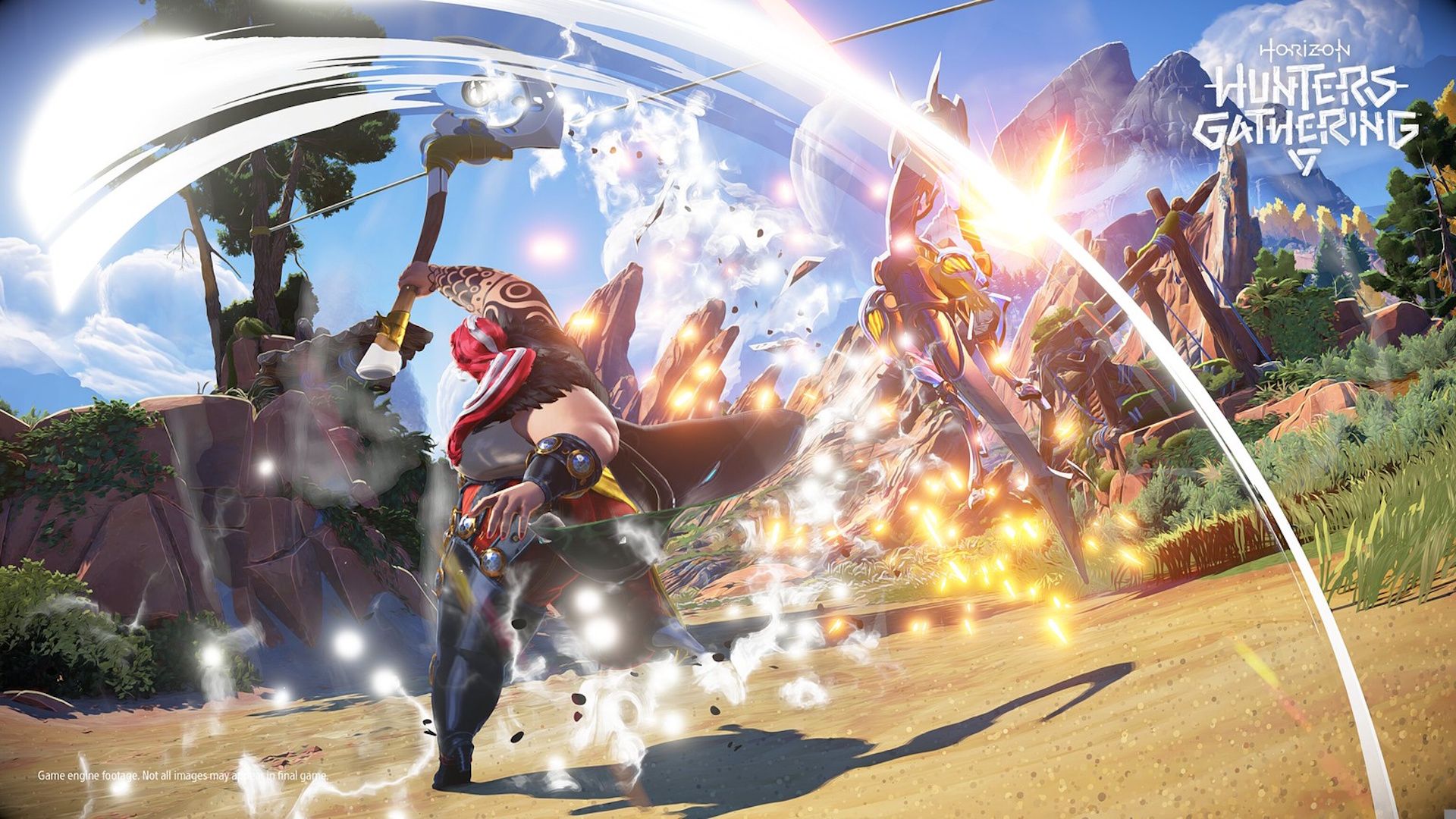 One of Horizon Hunters Gathering's new characters fighting a machine alone