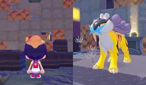 Raikou, as he appears in a room made of metal blocks, in Pokopia
