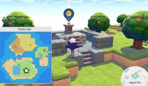 A map showing where to find a Zapdos' building kit in Pokopia