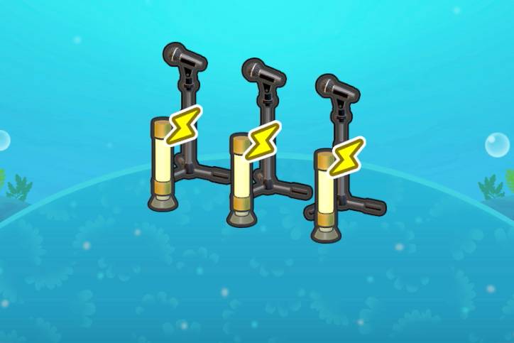 Three power generators in front of three microphones in Pokopia