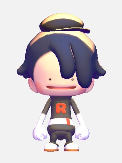 A Ditto dressed as Team Rocket in Pokopia.