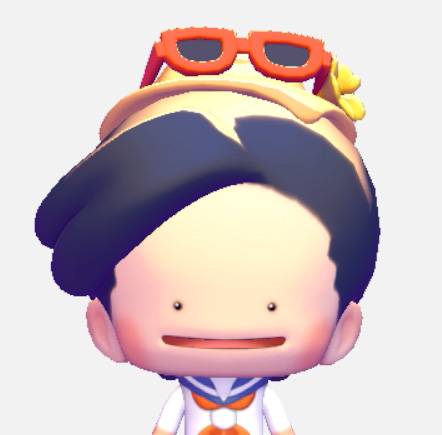 A Ditto with hair that resembles Ethan's side-swept bang in Pokopia
