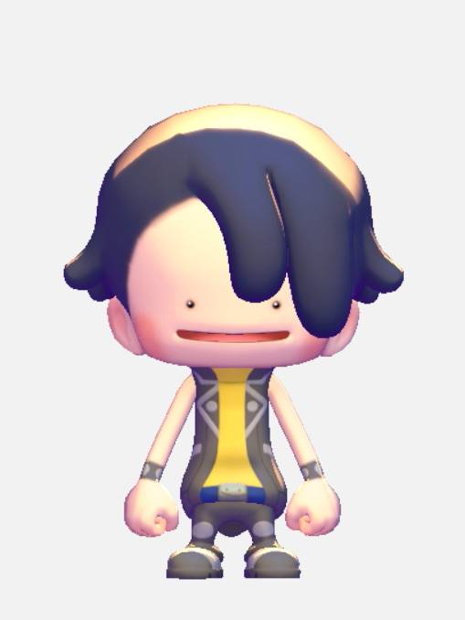 A Ditto in a leather vest and pants in Pokopia