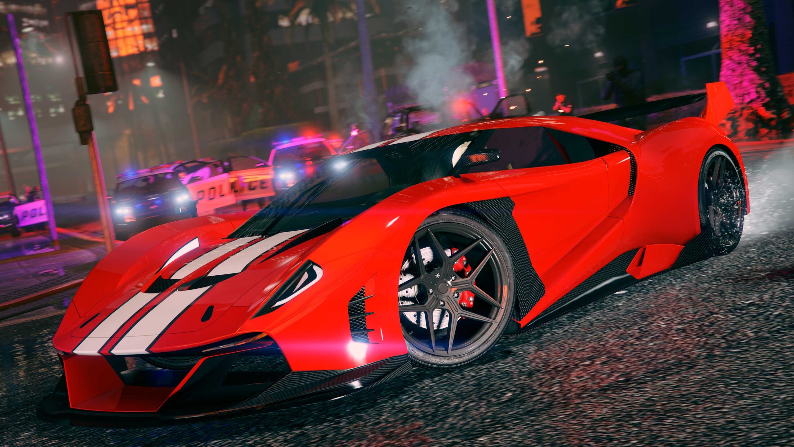 The red Grotti Veleno GT car in GTA Online.