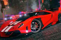 The red Grotti Veleno GT car in GTA Online.