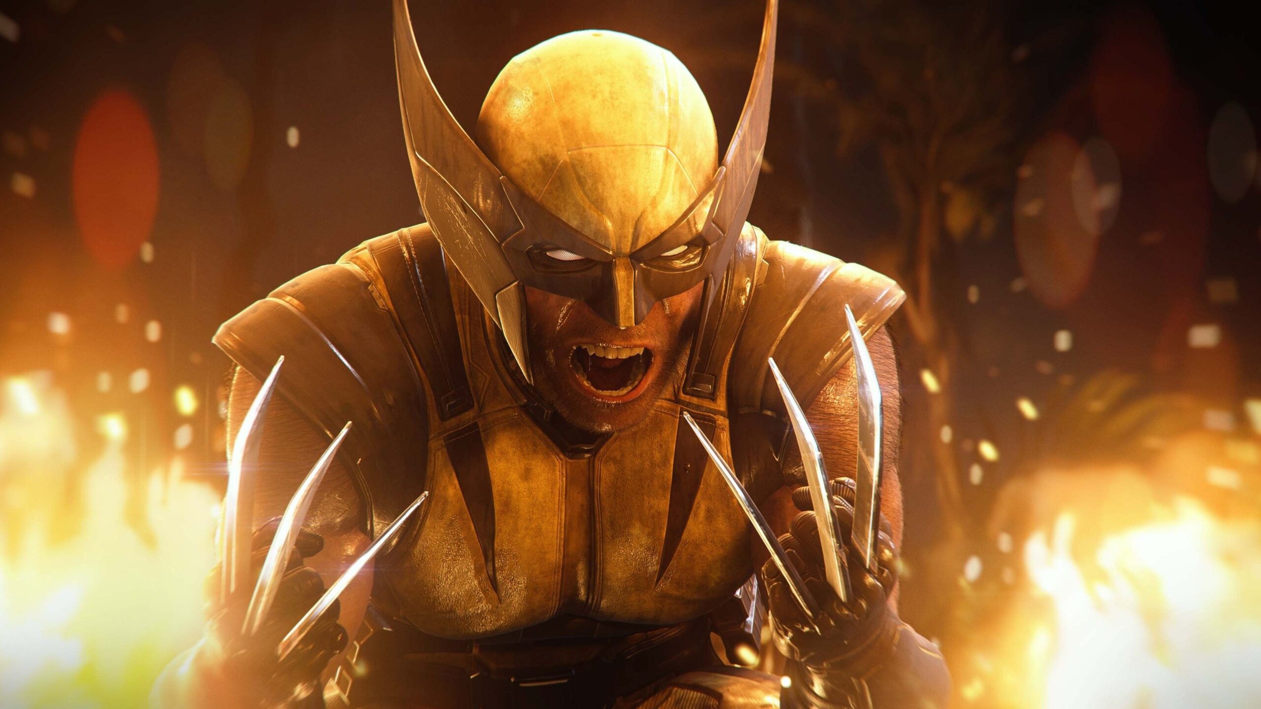 Marvel's Wolverine angry Logan screaming while fire rages in the background