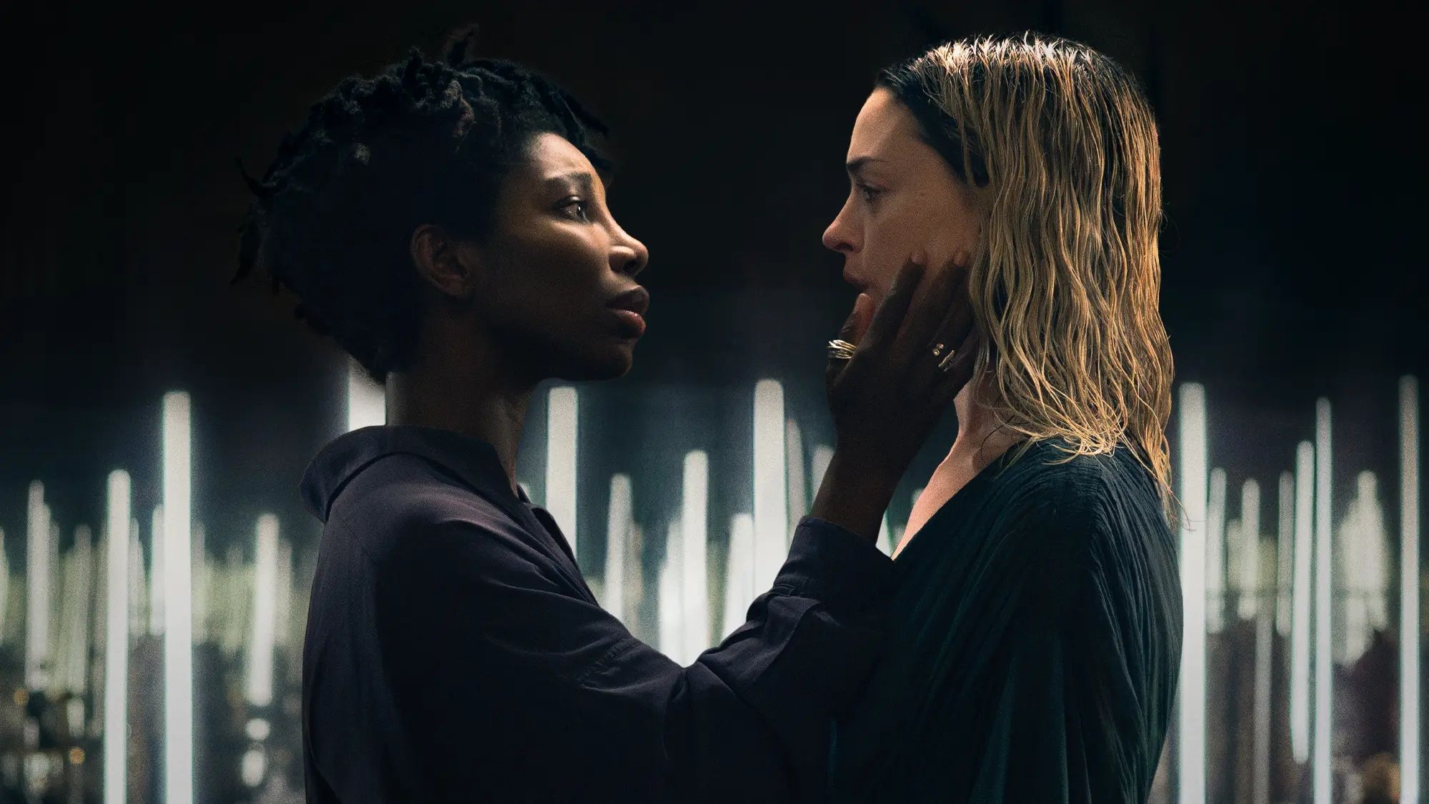 Michaela Coel and Anne Hathaway in Mother Mary
