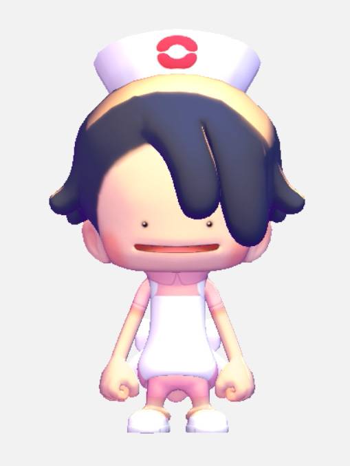 A Ditto in Pokopia dressed in a nurse outfit.