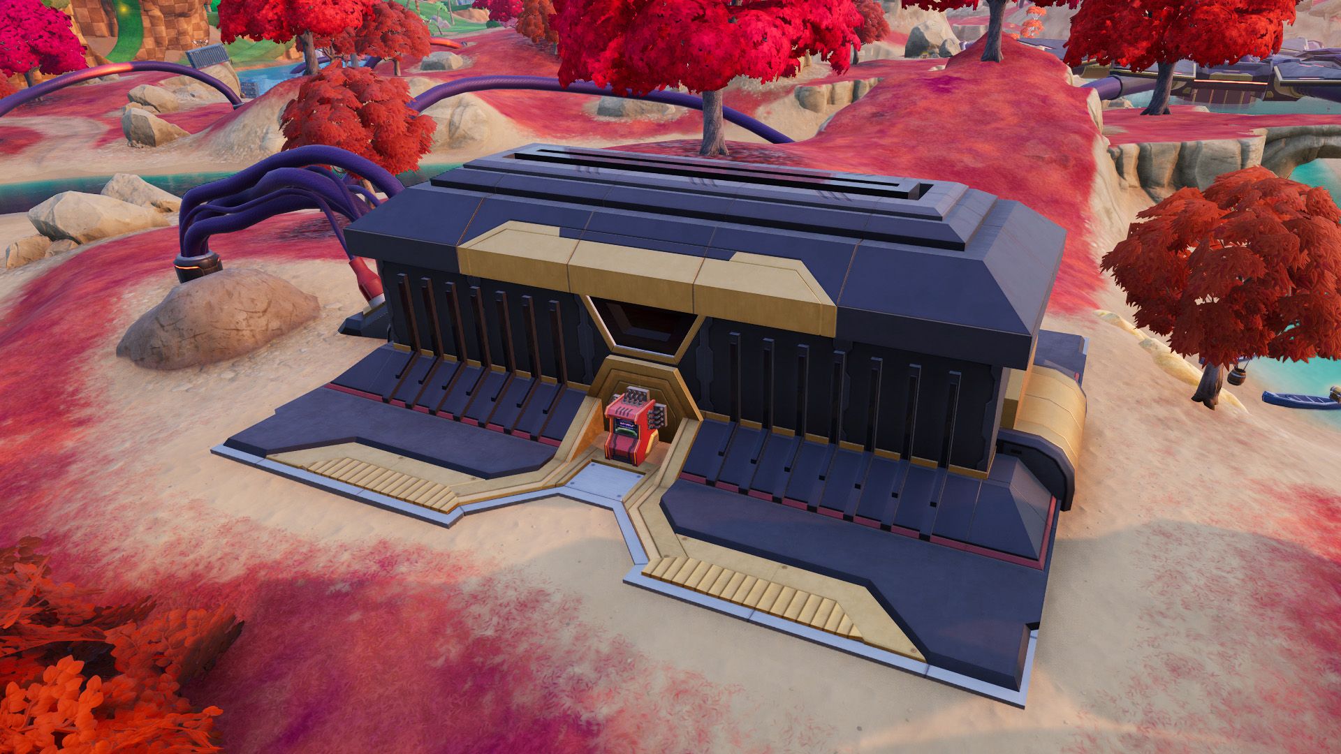 An override console, which looks like a retro game cartridge slot, in Fortnite.