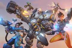 Mei, Lucio, Mercy, Reinhardt, and Tracer in a piece of Overwatch 2 promo art