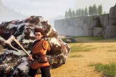 A Palworld hero stands in front of a base location in Palworld.