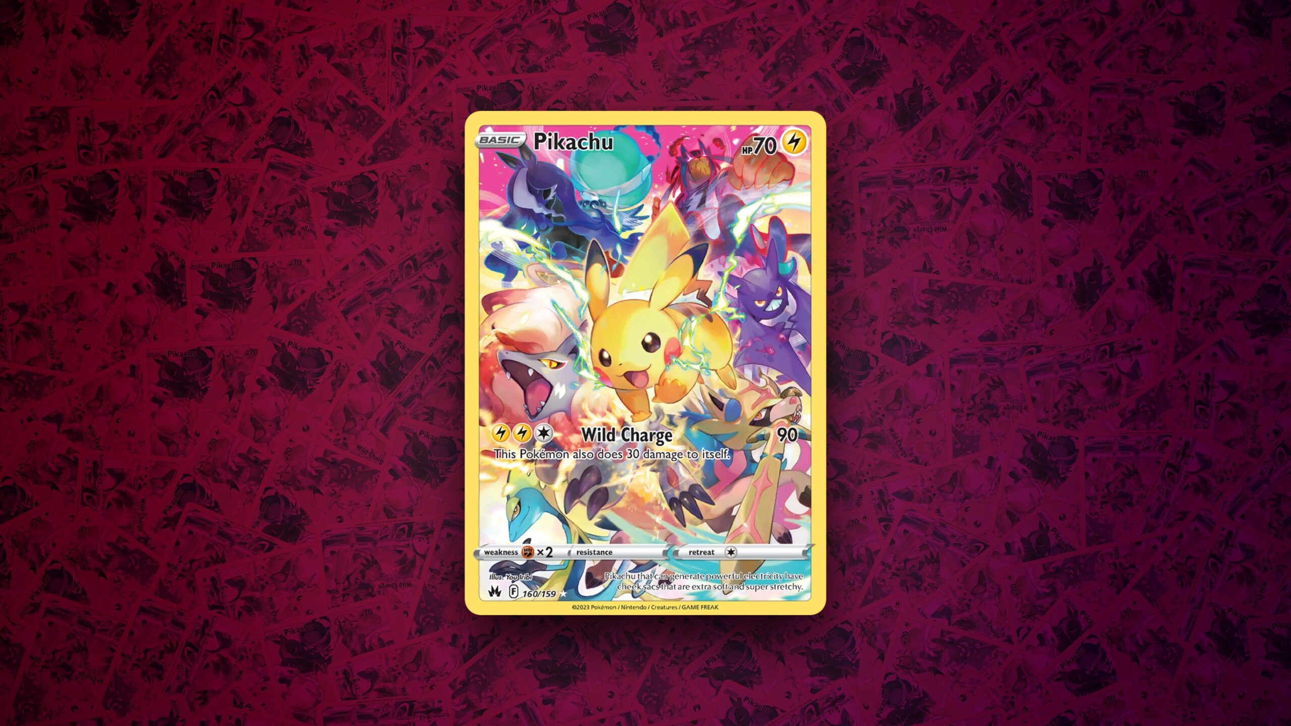 A Pikachu full illustration card from the Crown Zenith set.