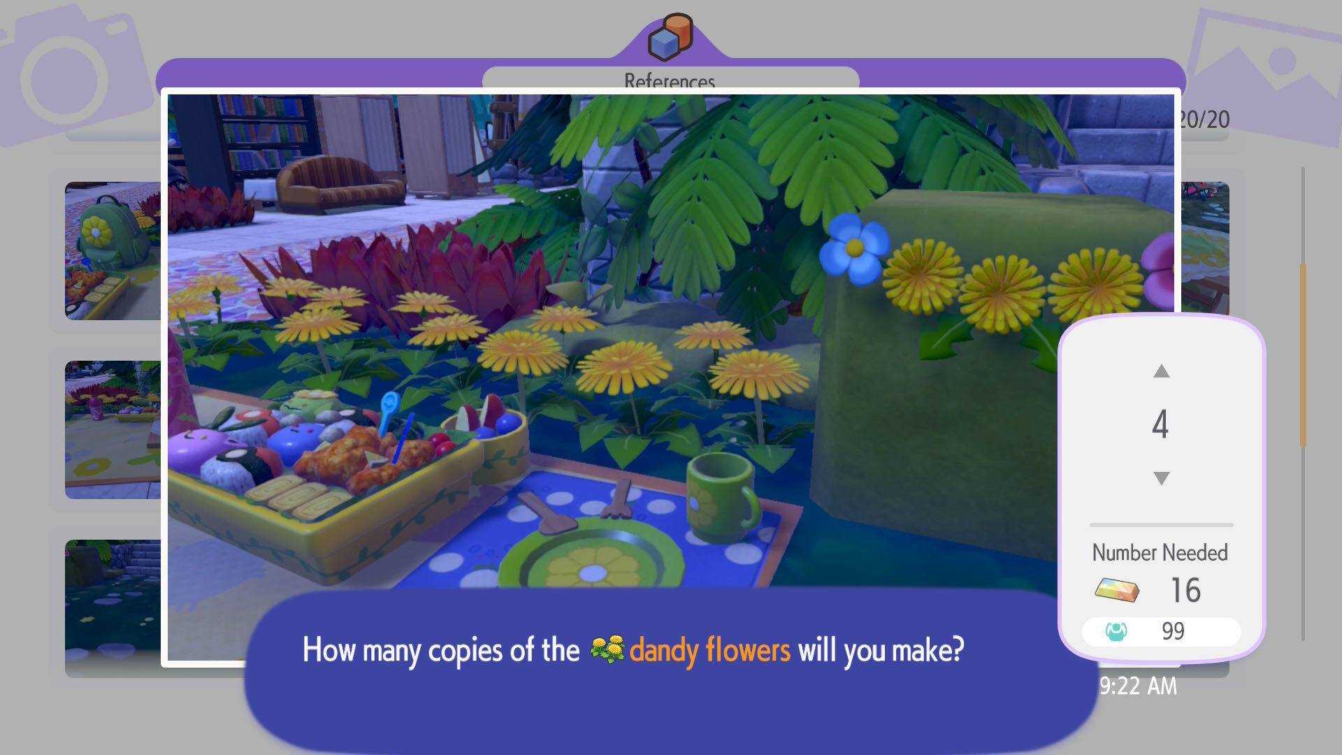 The player making copies of the Dandy Flowers item with the 3D printer in Pokémon Pokopia.