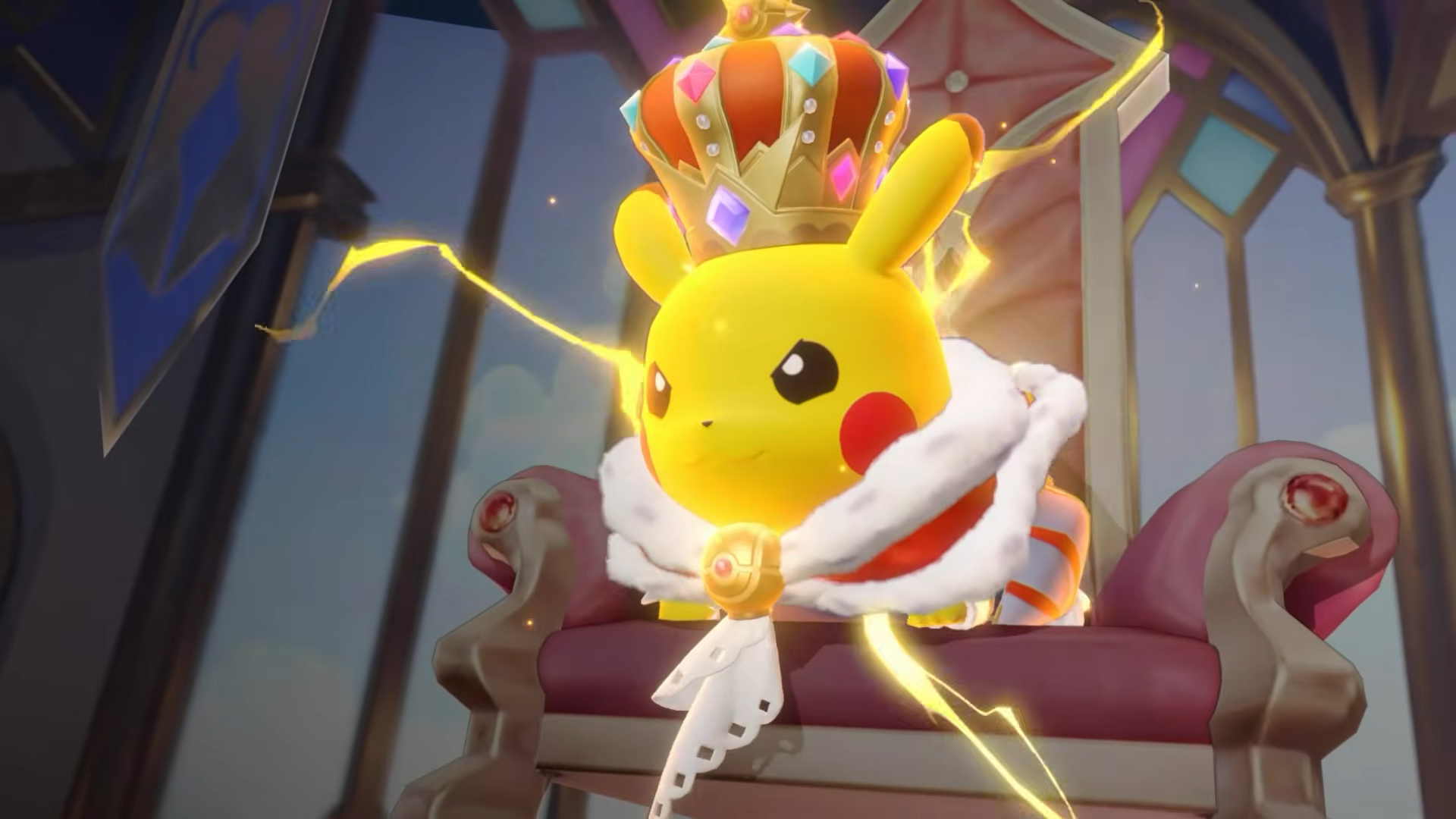 Pokemon Unite regal Pikachu bursting with electricity