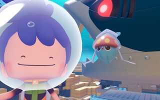 Ditto standing next to a Windup Inkay in Pokopia