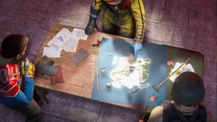 rust user pointing at map using clan table