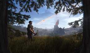 player looking at falling satellite