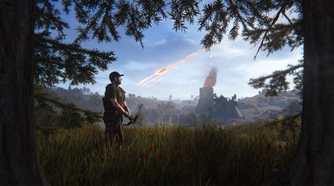player looking at falling satellite