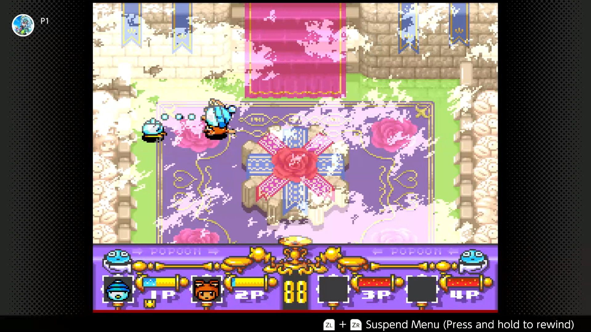 A snowman and a bear fighting in Amazing Hebereke