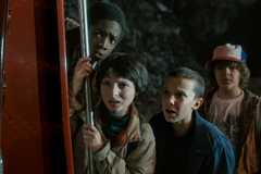 The young cast of Stranger Things from a season 1 still