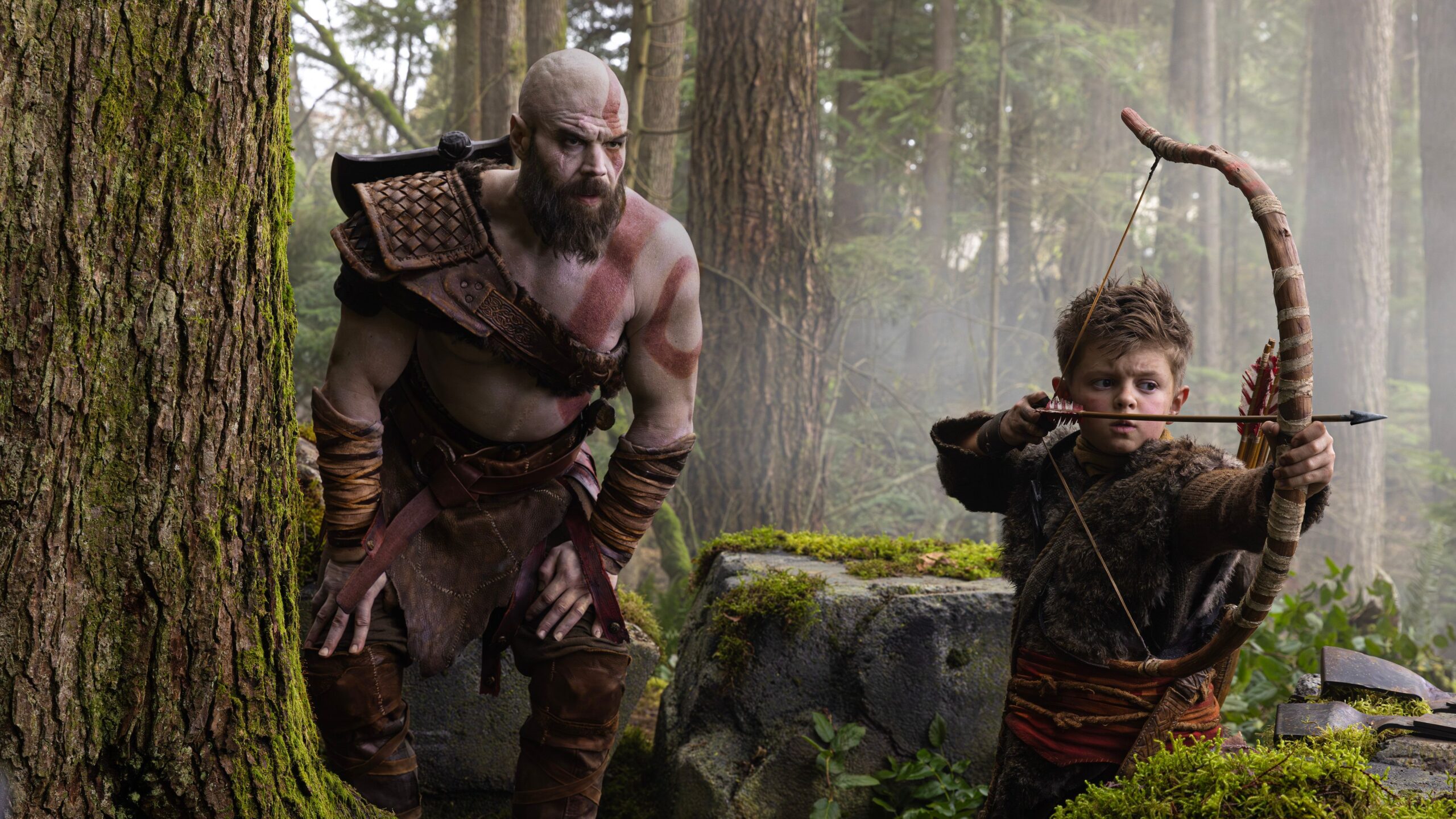 Ryan Hurst as Kratos and Callum Vinson as Atreus in God of War