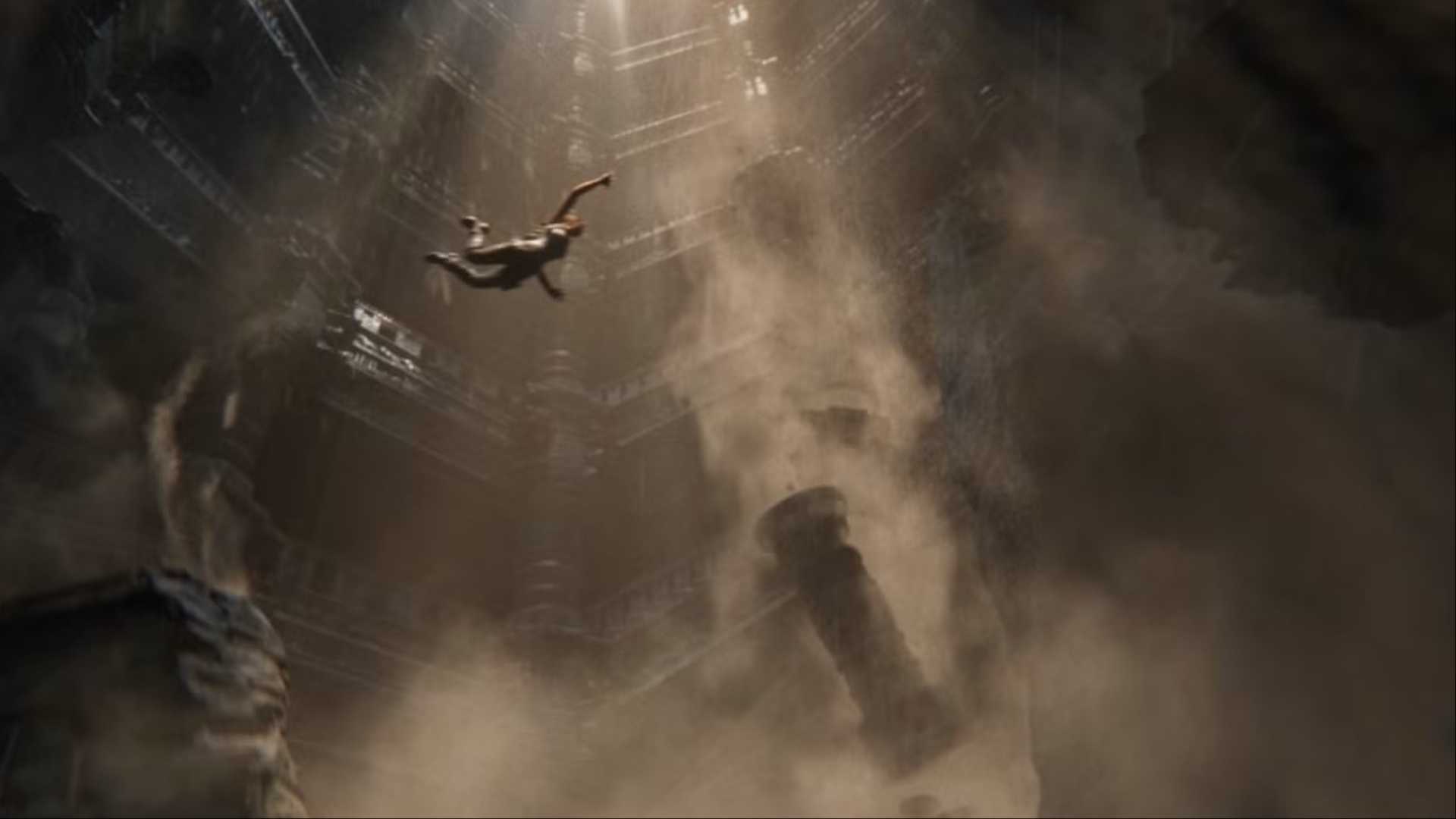 lara croft jumps from ruins in tomb raider catalyst