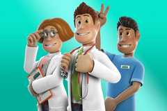 Two doctors and an orderly in Two Point Hospital