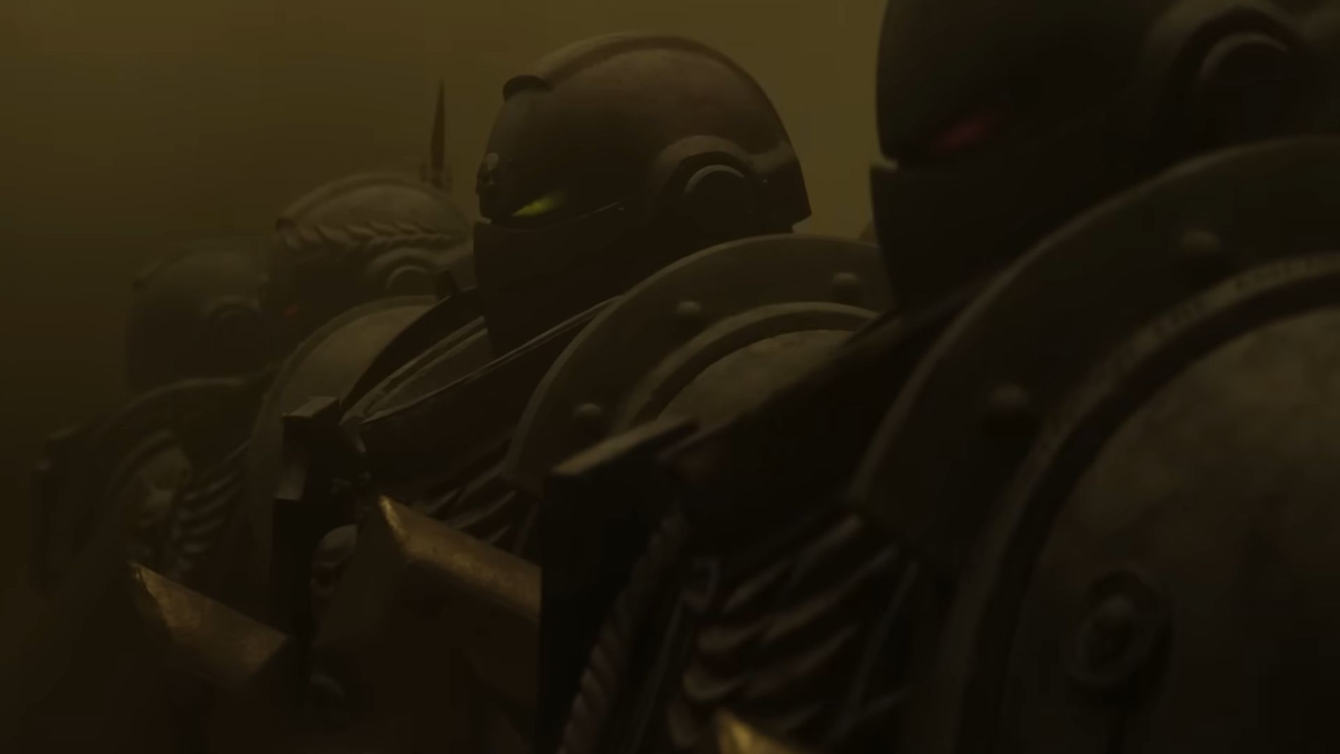 Four Space Marines standing side-by-side.
