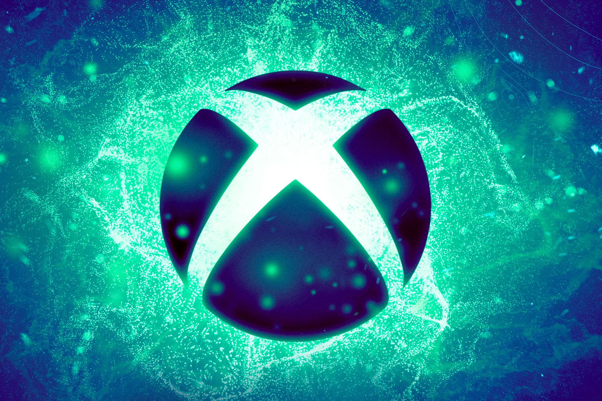 The Xbox orb logo on a glowing, particle-filled background