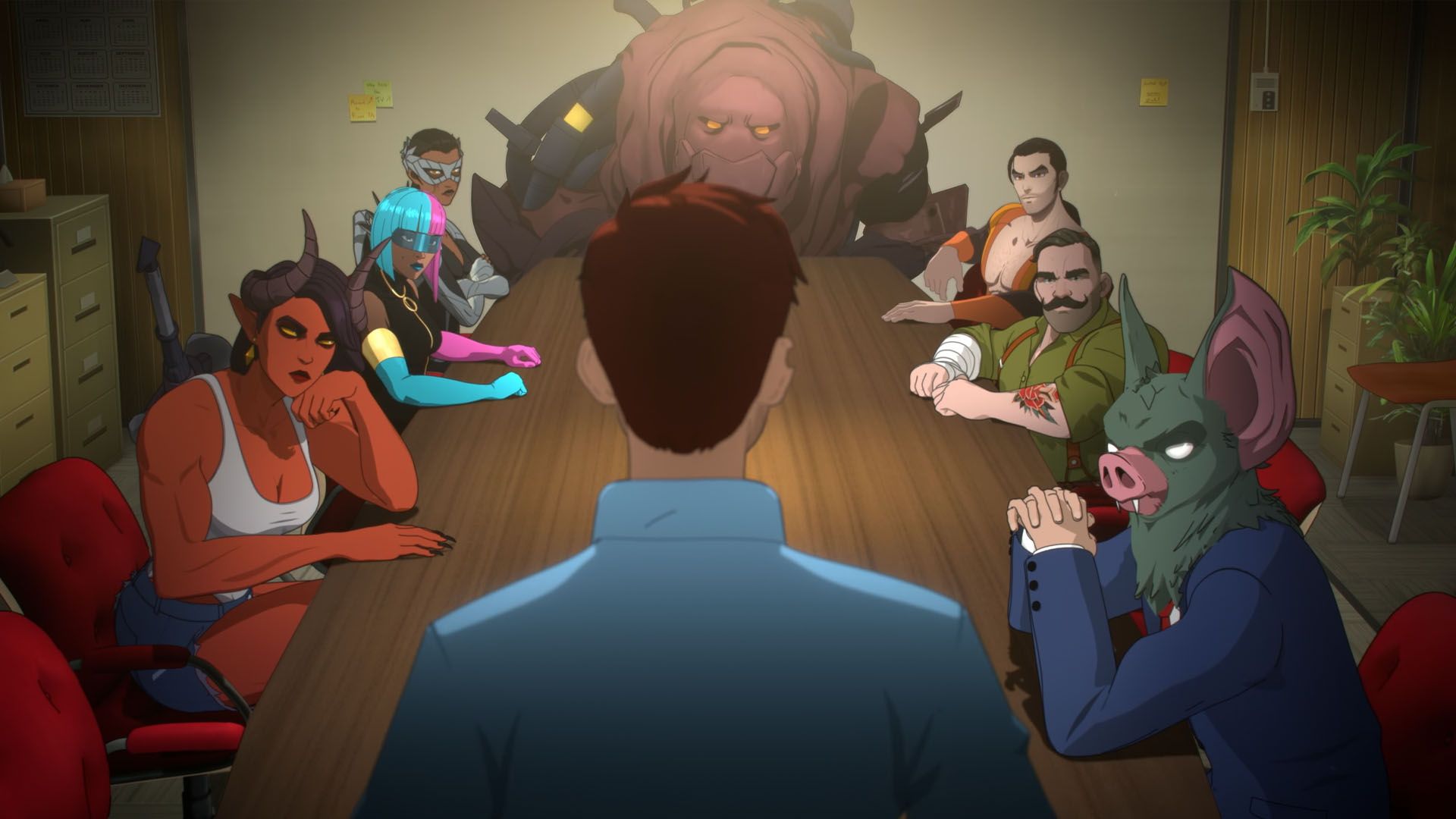 Robert and the Z Team having a meeting in Dispatch.