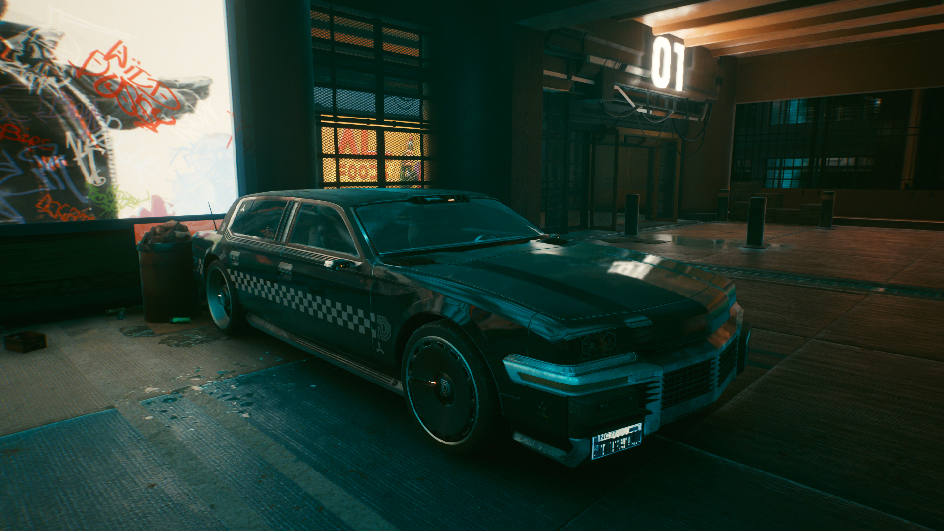 A Delamain cab in Cyberpunk 2077