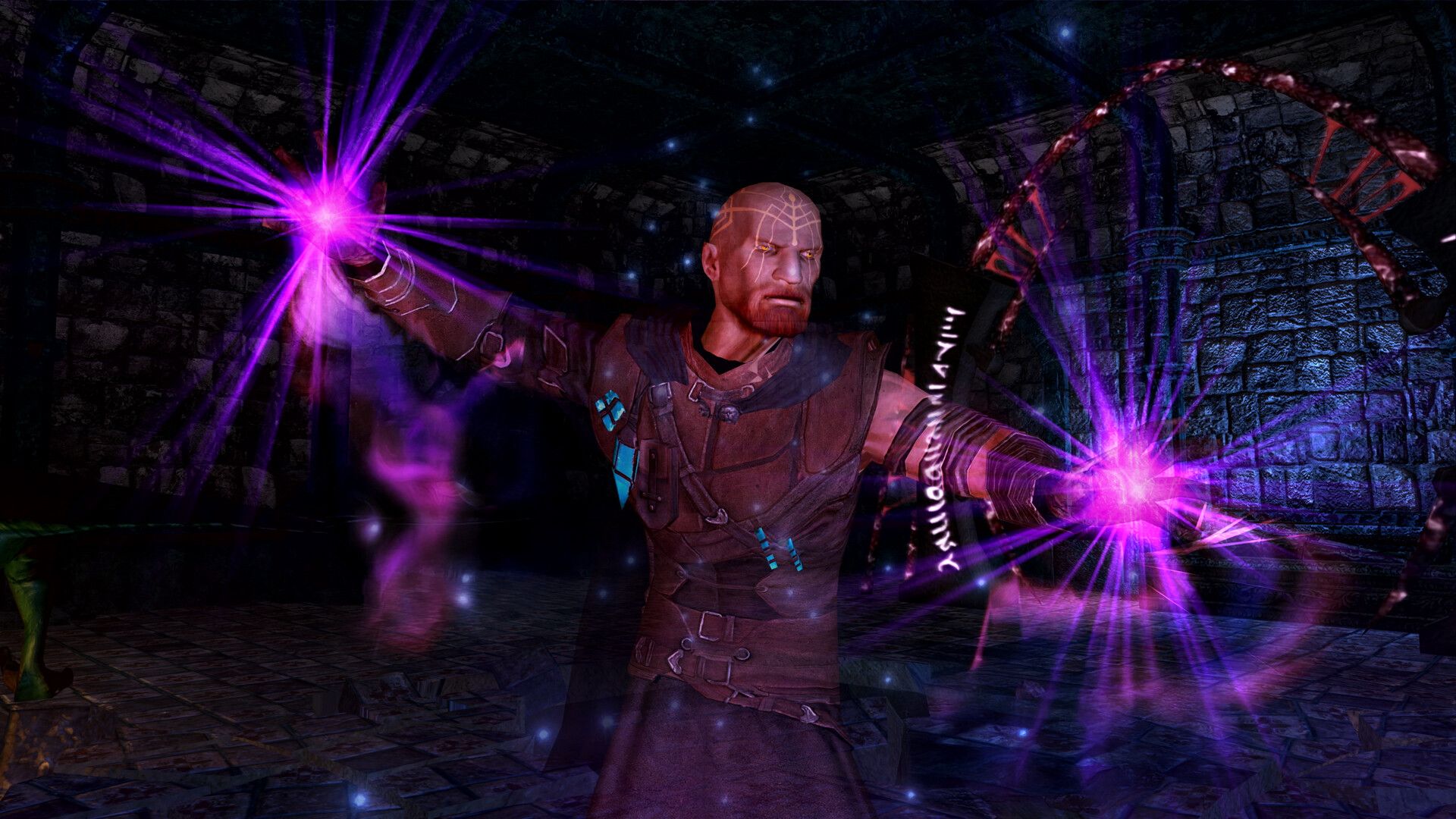A character using a spell in Neverwinter Nights 2: Enhanced Edition.