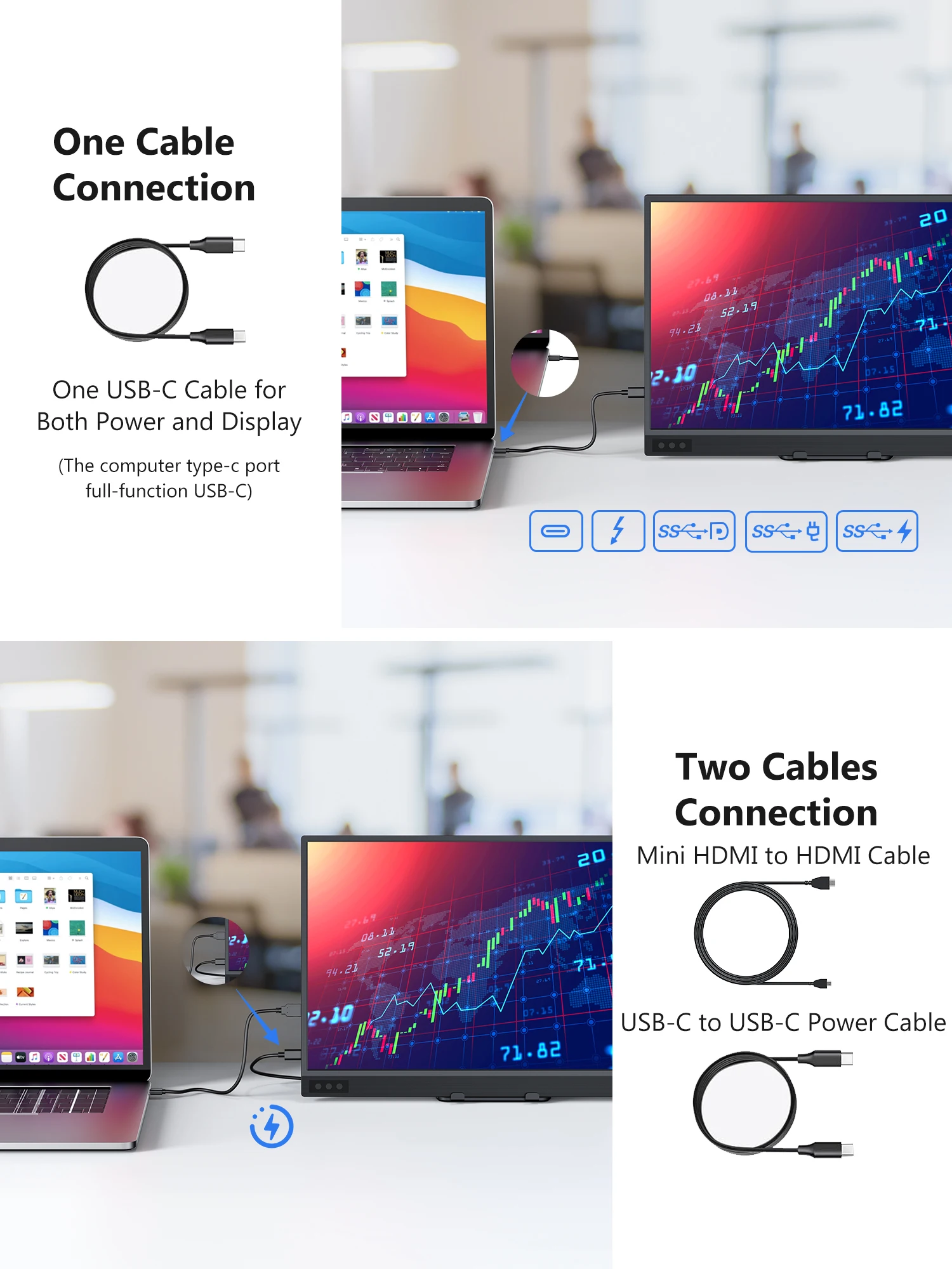 15.6 Inch Portable Monitor Full HD 1080P USB-C Mini HDMI – Australian Stock - Image 3