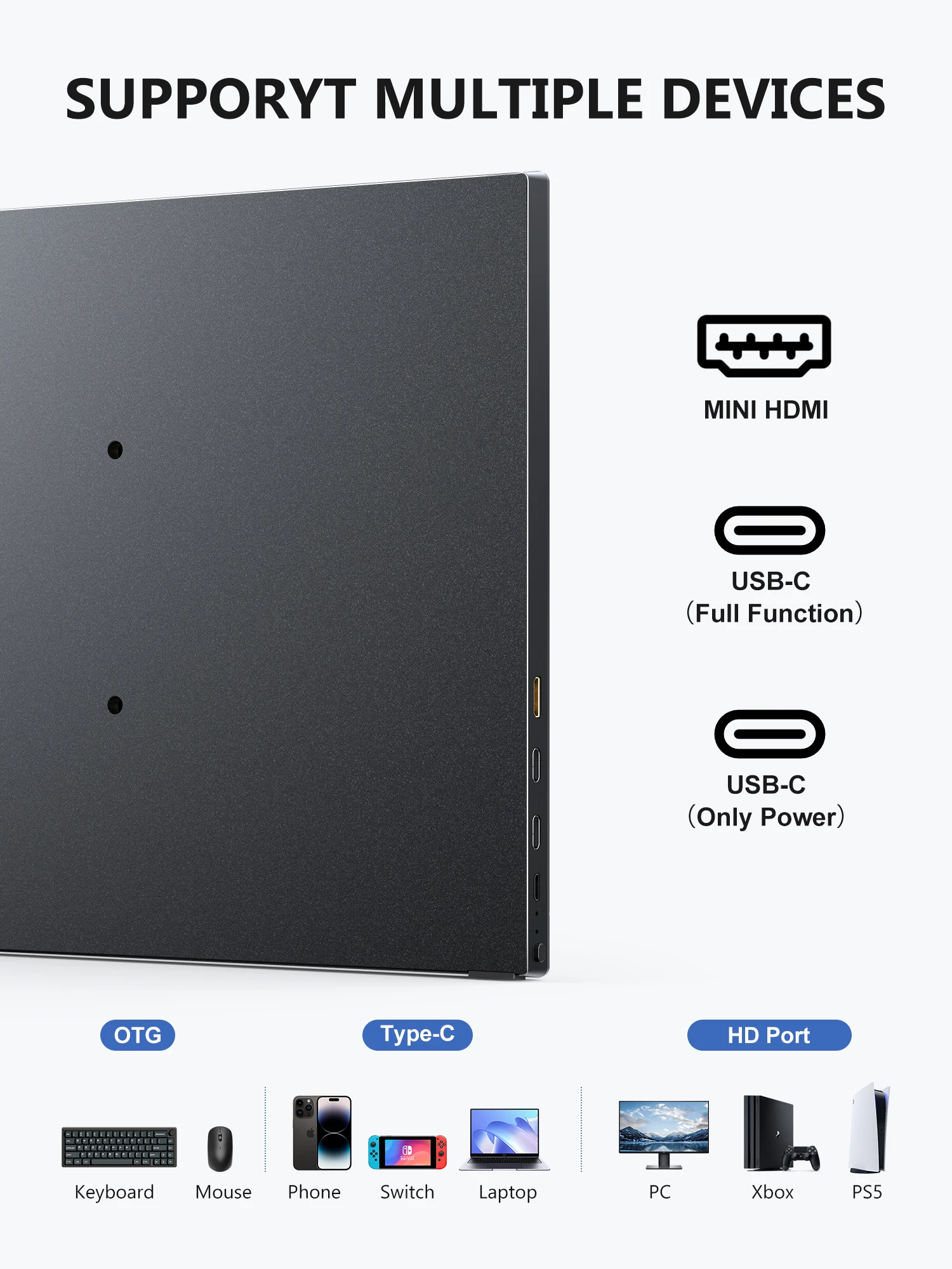 15.6 Inch Portable Monitor Full HD 1080P USB-C Mini HDMI – Australian Stock - Image 4