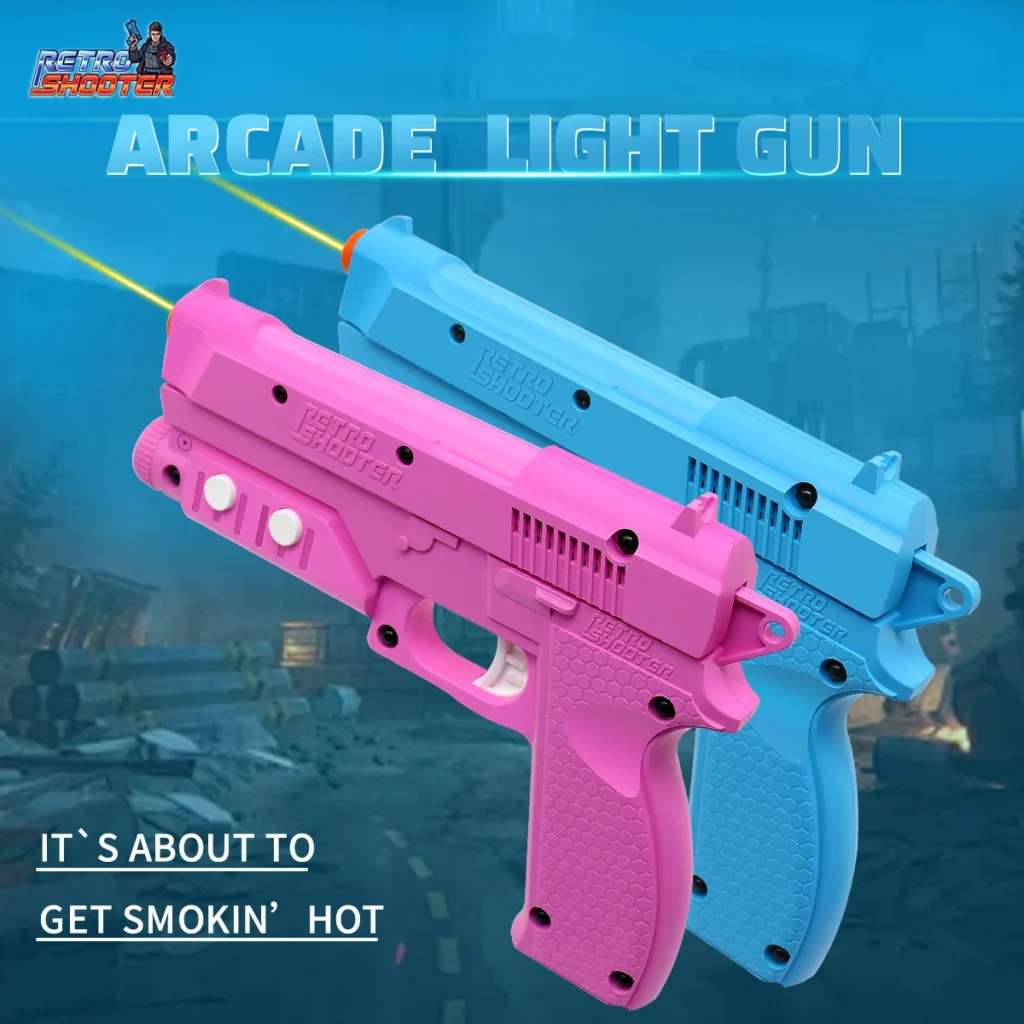 Retro Shooter Arcade Game Light Gun with Recoil & Vibration for PC Emulator Gaming