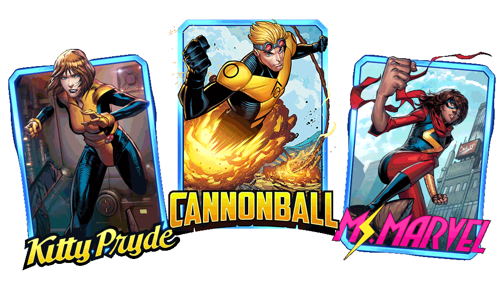 Cannonball, Kitty Pryde, and Ms. Marvel Marvel Snap