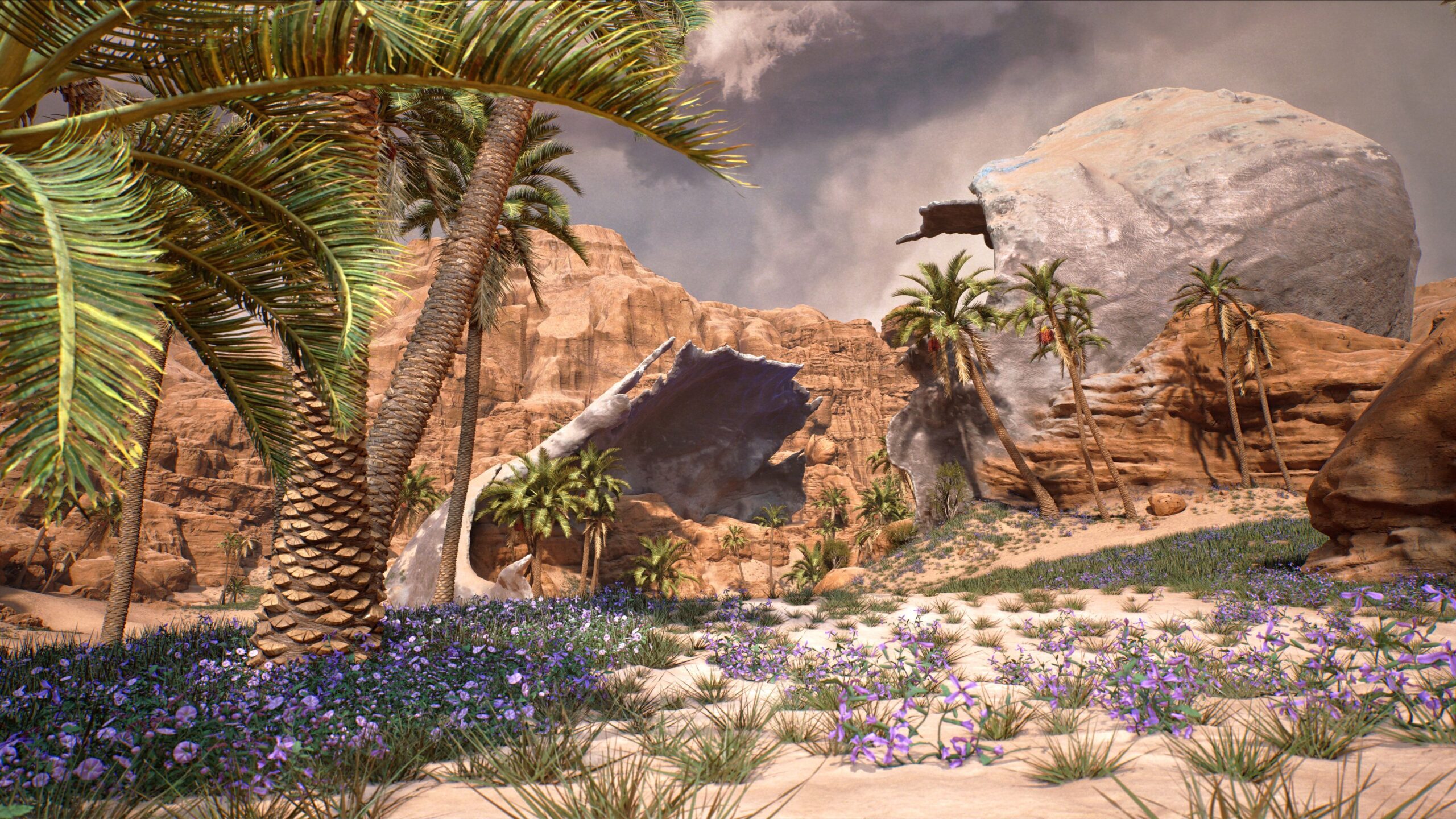 A flowerbed in 1001: Threads of Mizan.