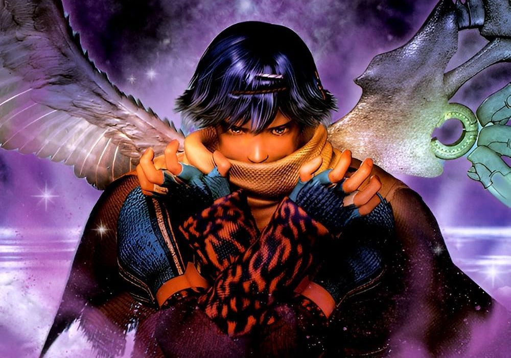 Baten Kaitos: Eternal Wings and the Lost Ocean key art depicts a glowering, winged figure