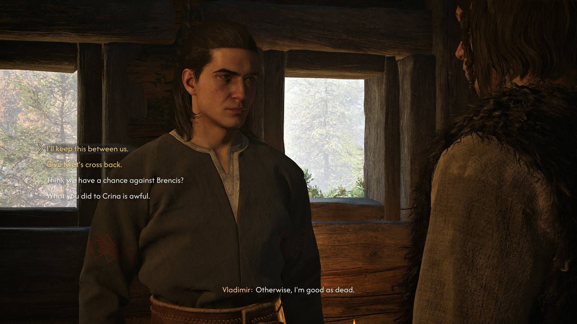 Coen talking to Vladimir in The Blood of Dawnwalker.
