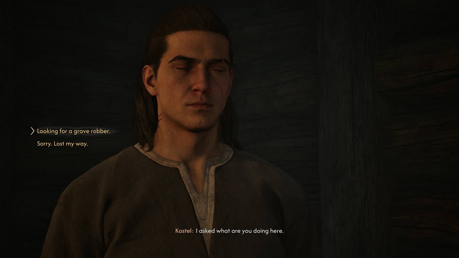 Coen with his eyes shut in The Blood of Dawnwalker.