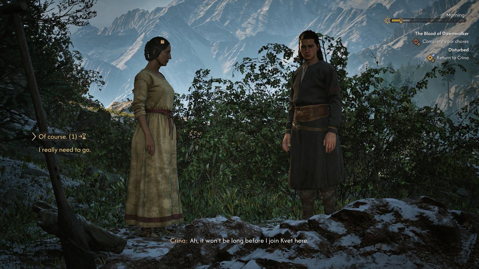 Coen standing next to Crina in The Blood of Dawnwalker.
