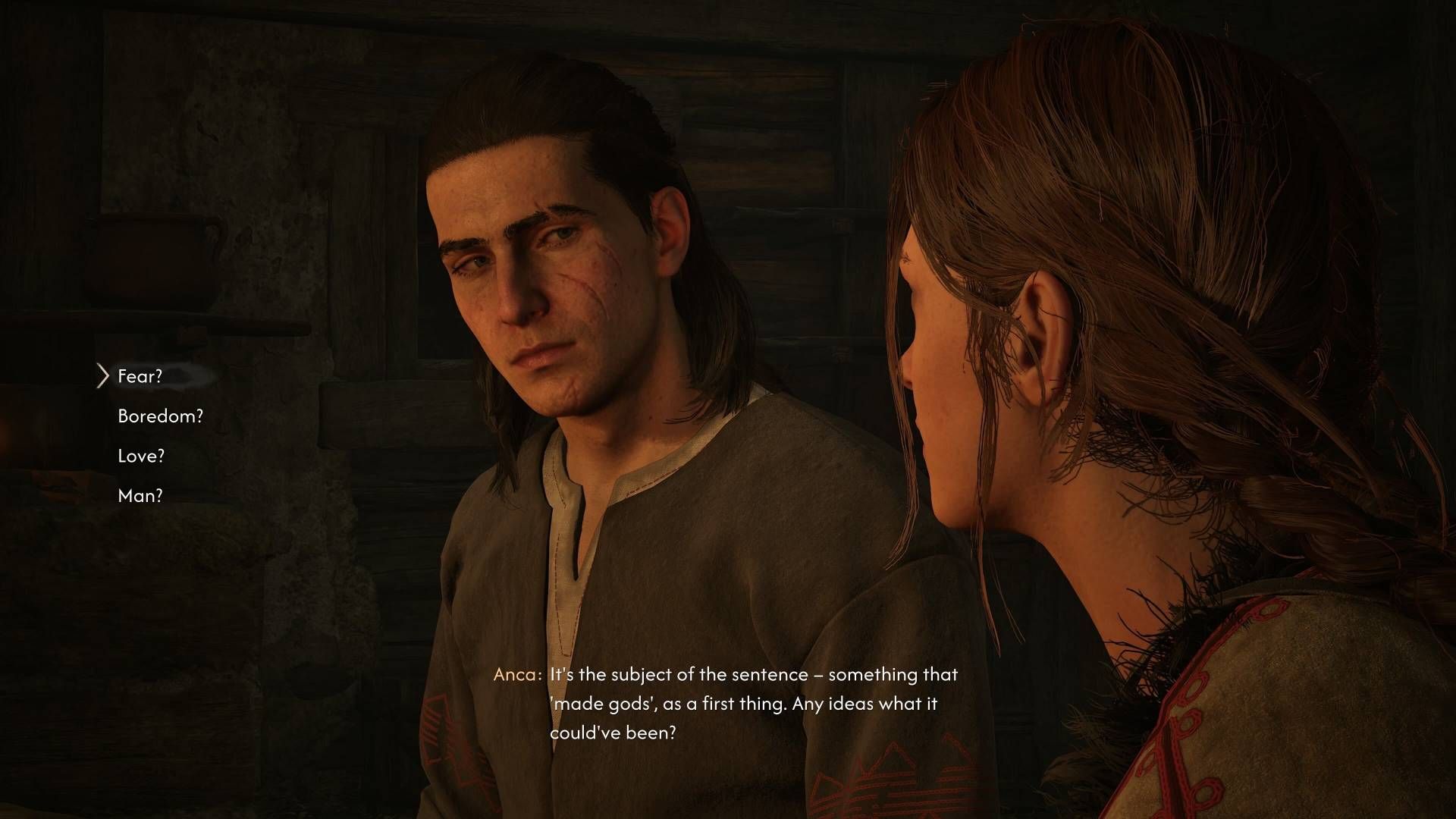 Coen talking to Anca during Page-Turner in The Blood of Dawnwalker.