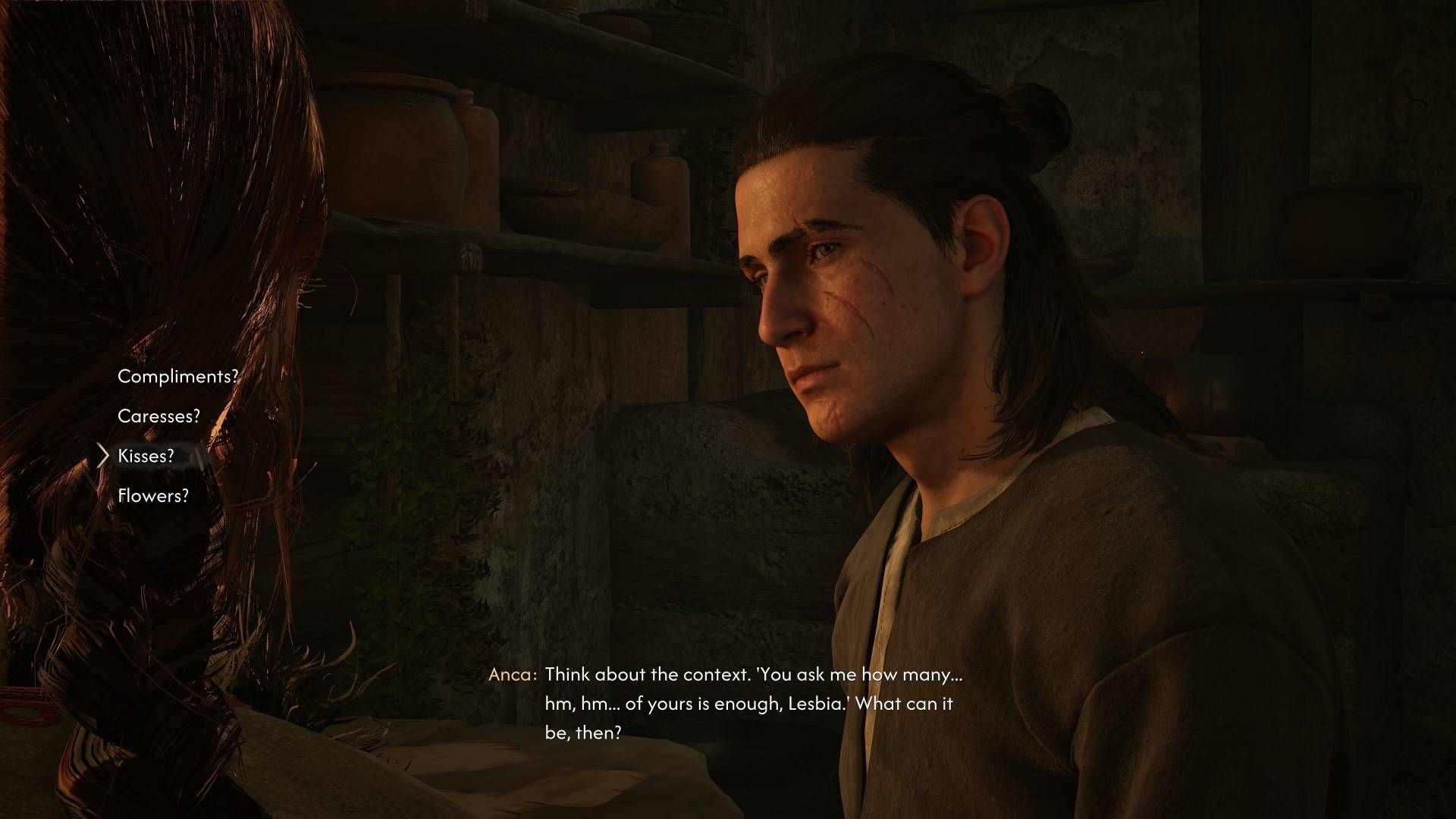 Coen talking to Anca during Page-Turner in The Blood of Dawnwalker.