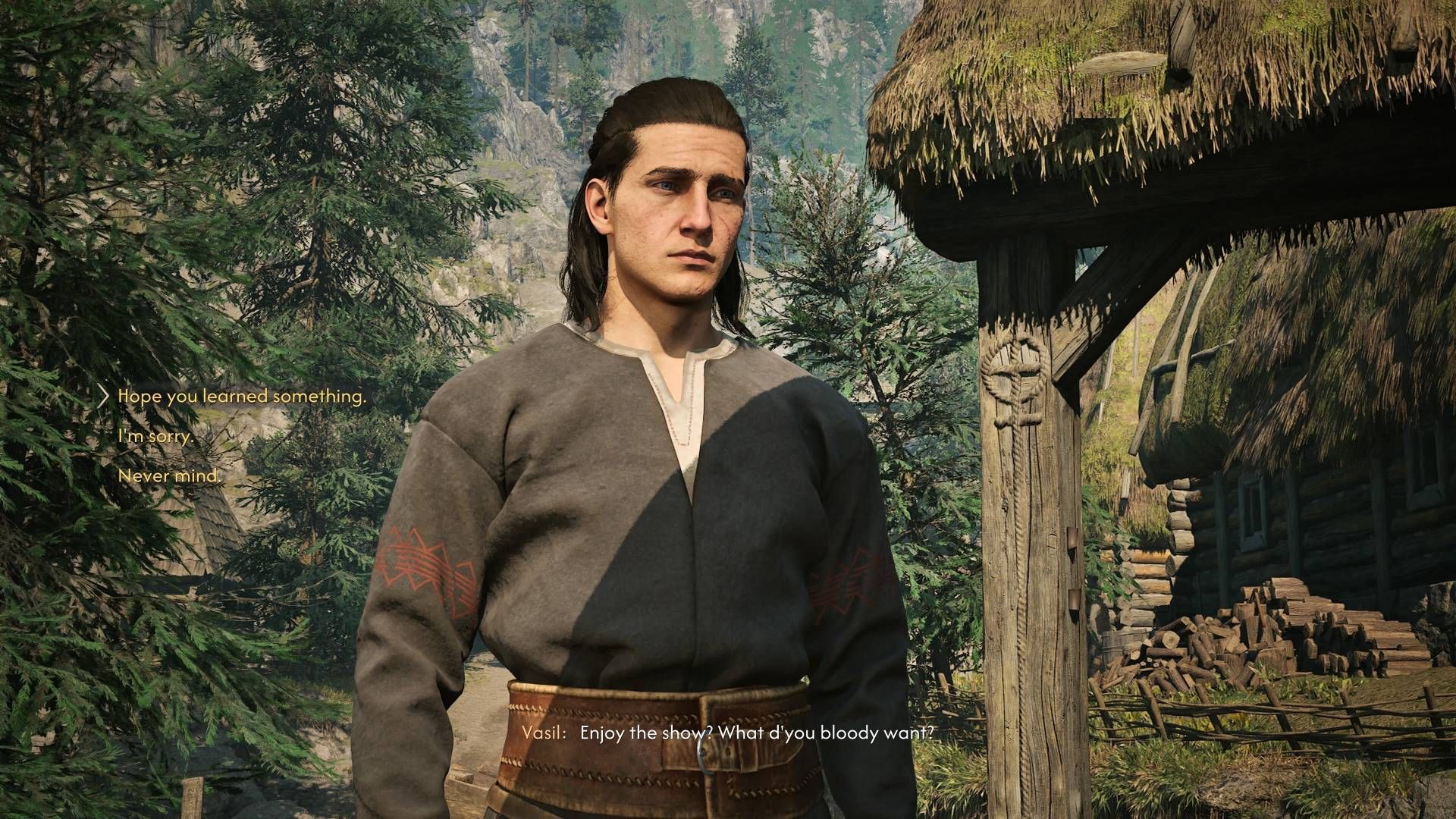 Coen talking to Vasil at the end of "Someone Needs A Lesson" in The Blood of Dawnwalker.