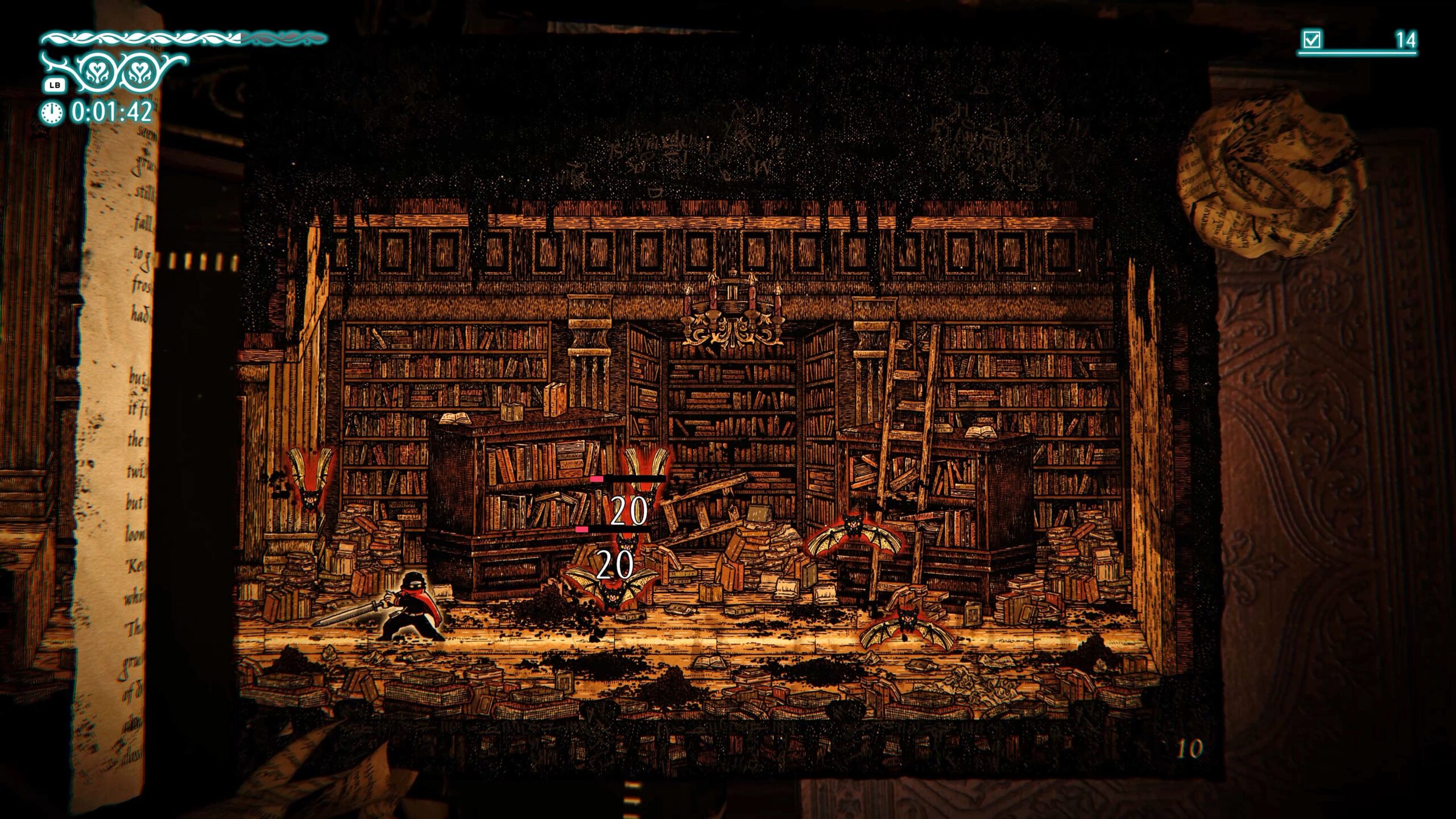 A player fights a bunch of bats in Chronoscript: The Endless End.