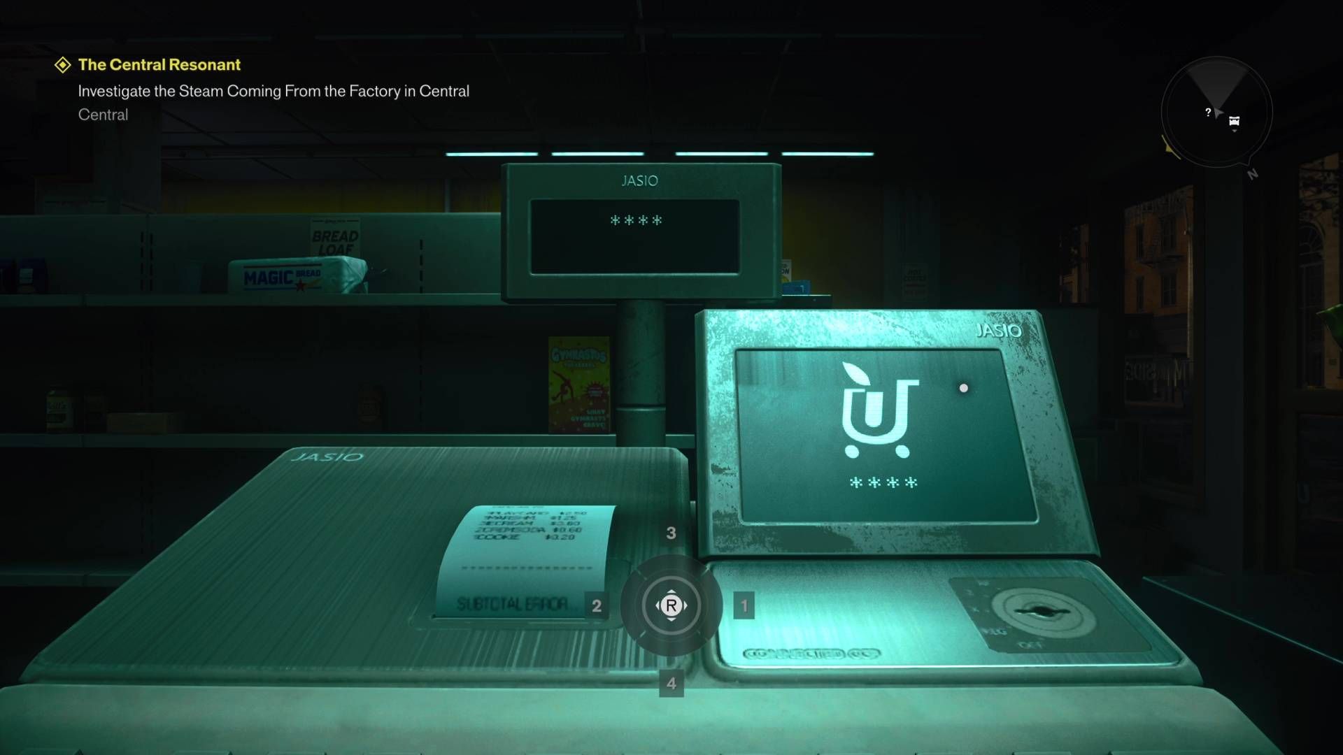 The cash register awaiting a code in Control Resonant.