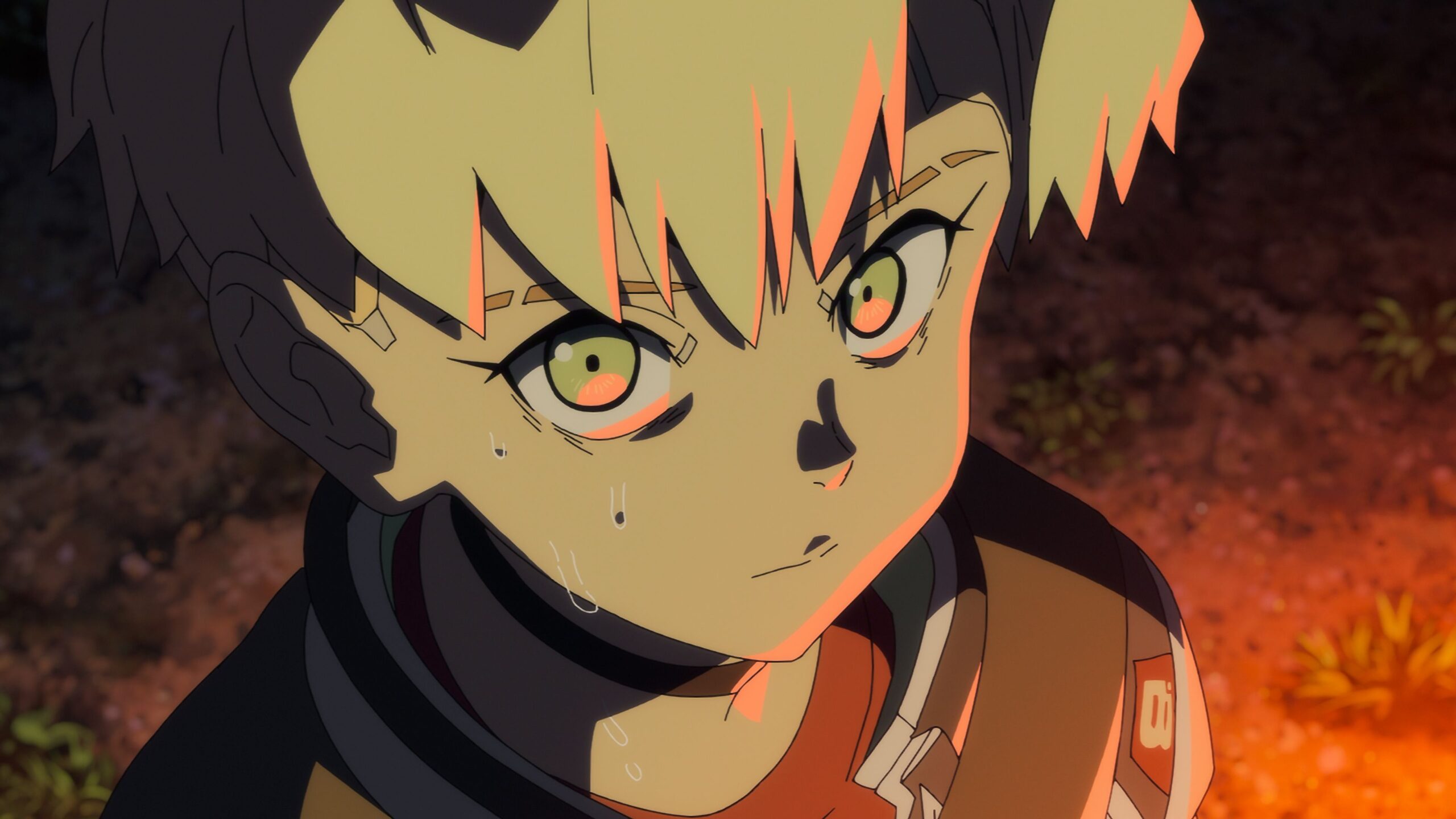 A blonde haired kid looks scared in Cyberpunk: Edgerunners