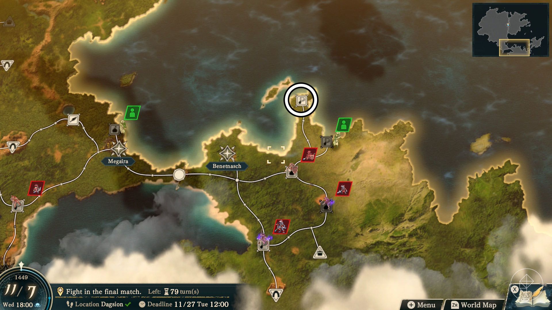 A Fire Emblem: Fortune's Weave screenshot showing the location where you can find wonder leaves